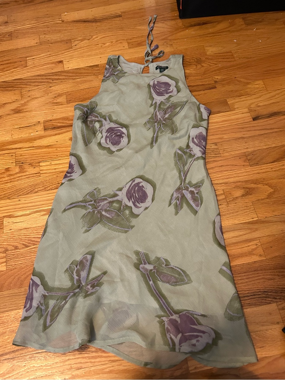 Wild Fable Sage Green Dress with Purple Rose Print